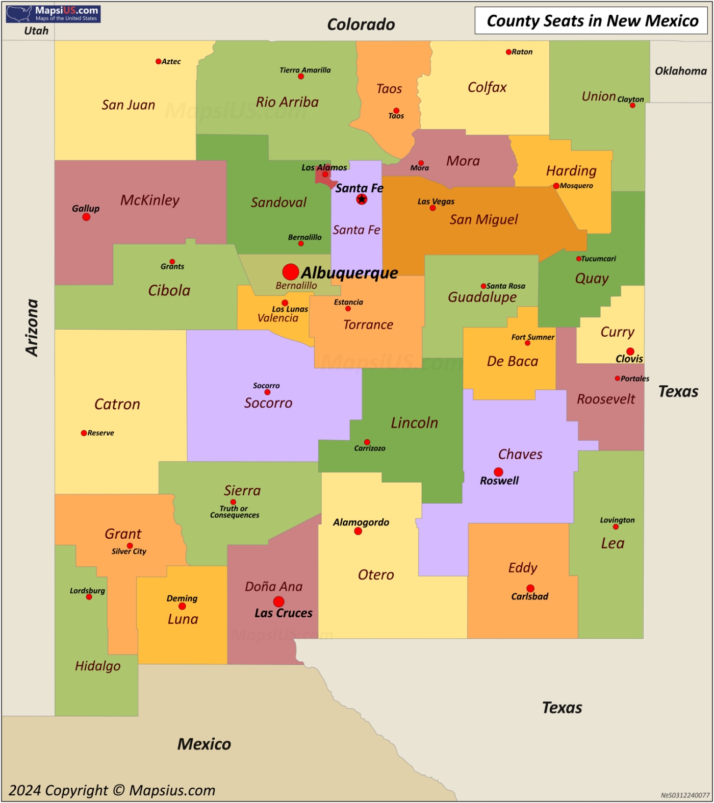 New Mexico County Map List Of Counties In New Mexico MapsiUS