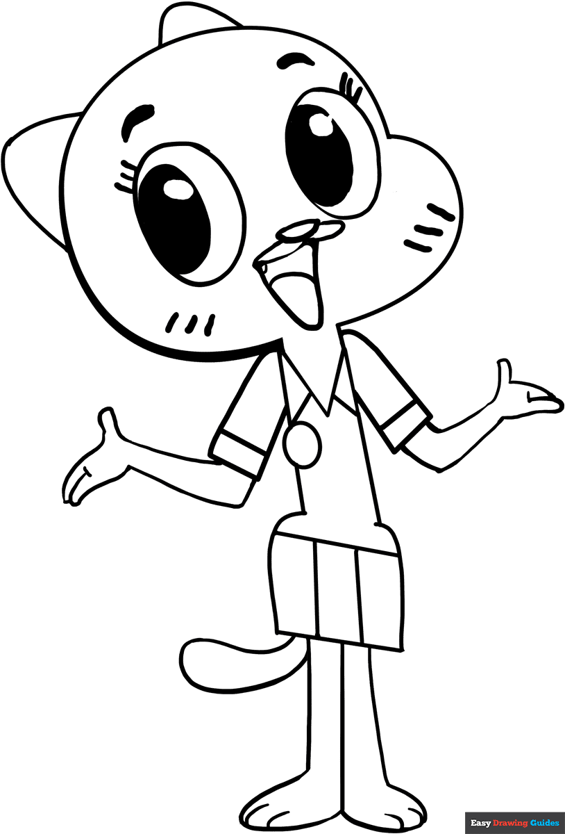 Nicole Watterson From The Amazing World Of Gumball Coloring Page Easy Drawing Guides