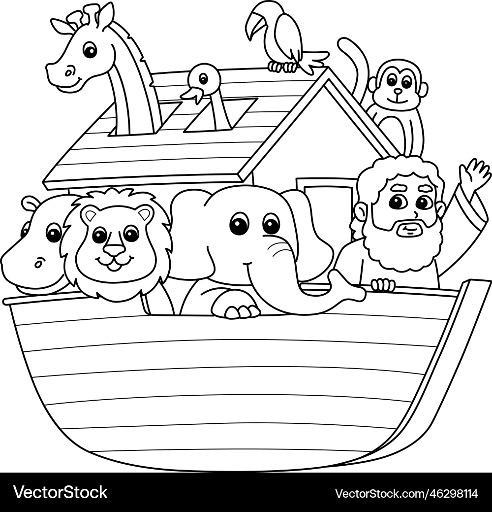 Noah s Ark Coloring Page Royalty Free Vector VectorStock