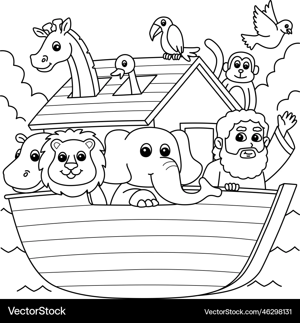 Noah s Ark Coloring Page Royalty Free Vector VectorStock