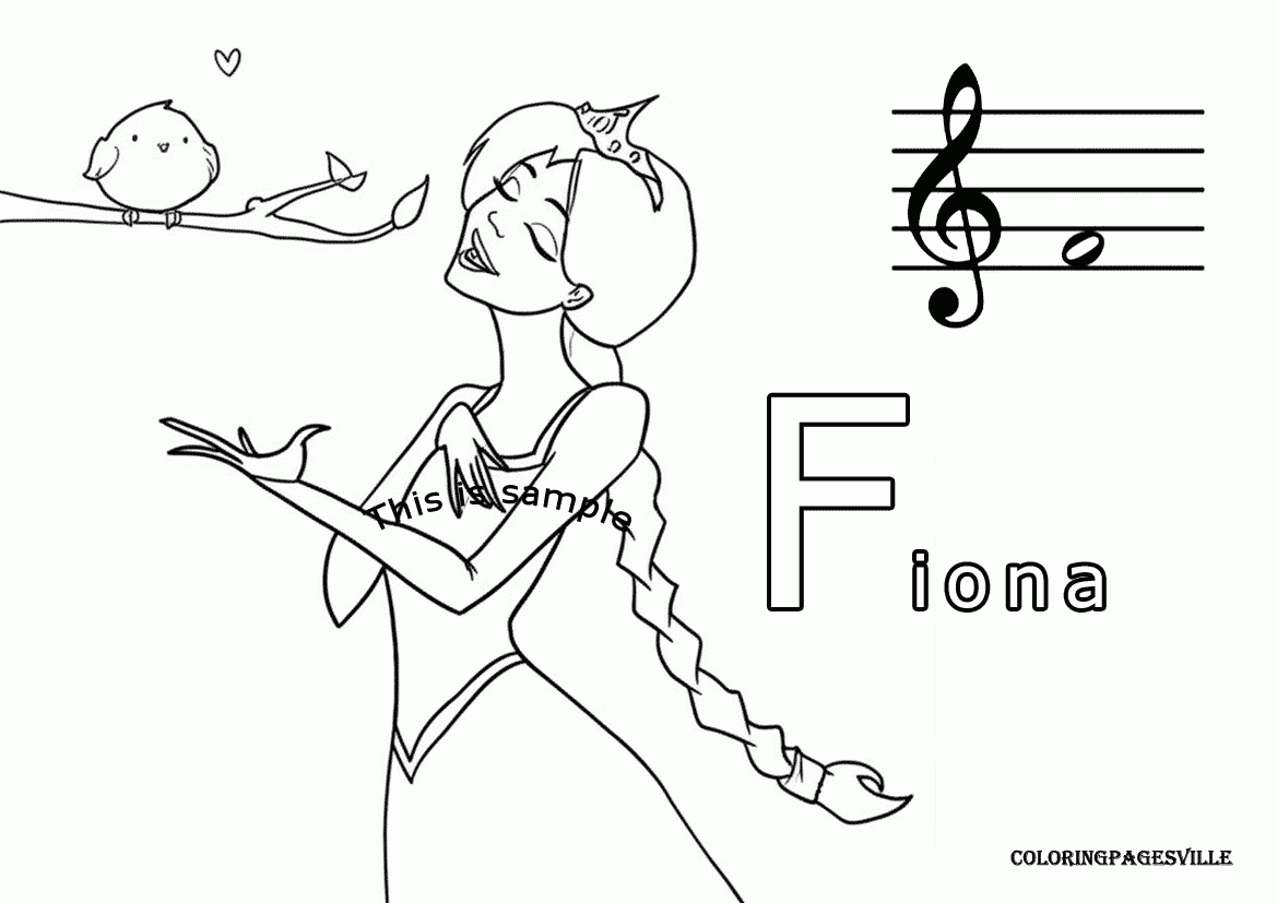 Note F Fiona From Shrek Coloring Pages