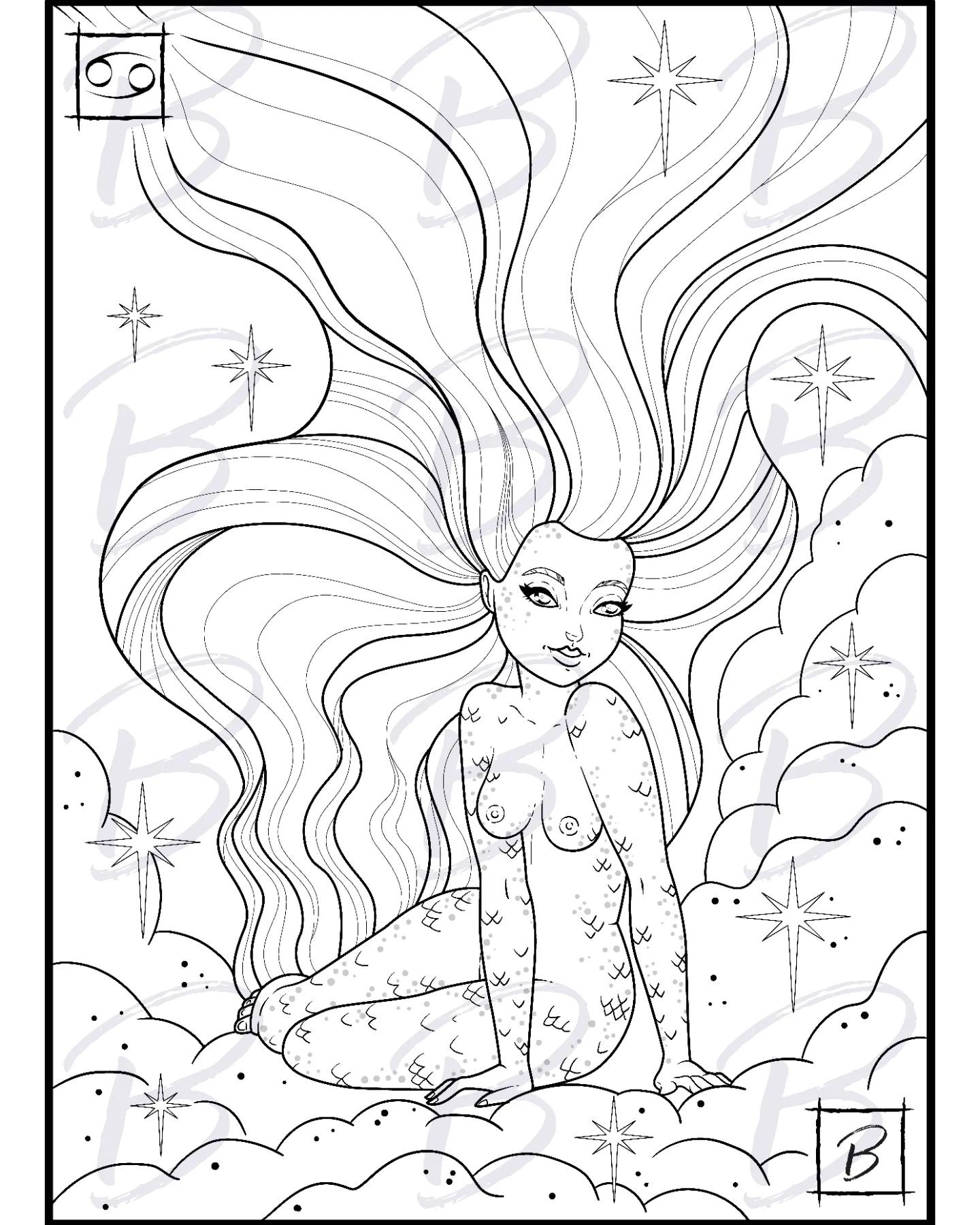 NSFW Zodiac Babe Colouring Pages R AdobeIllustrator