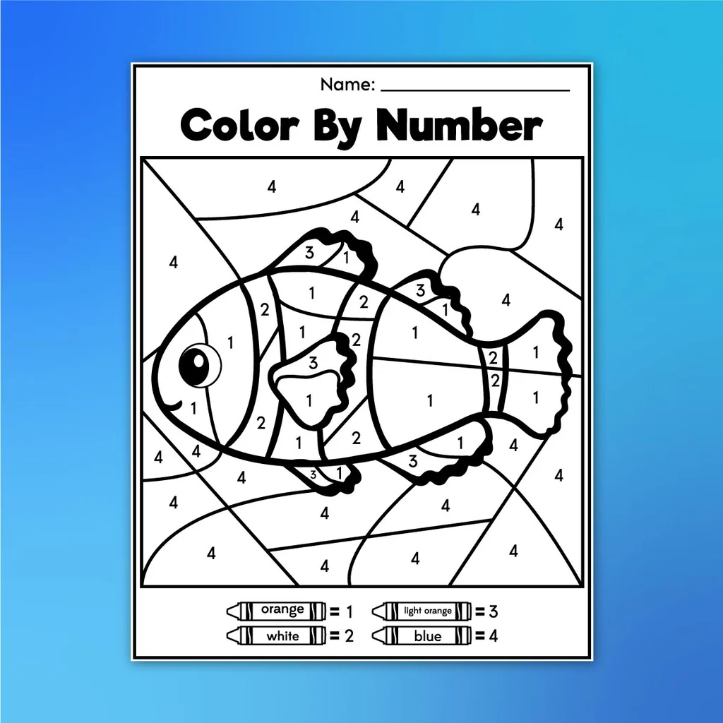 Ocean Color By Number Worksheets Simple Everyday Mom