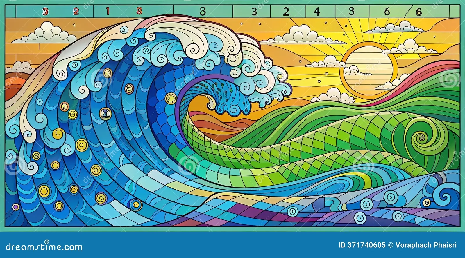 Ocean Waves Color By Number Activity Sheet Fun Educational Coloring Answer Key For Kids Perfect For Learning And Stock Illustration Illustration Of Fine Number 371740605