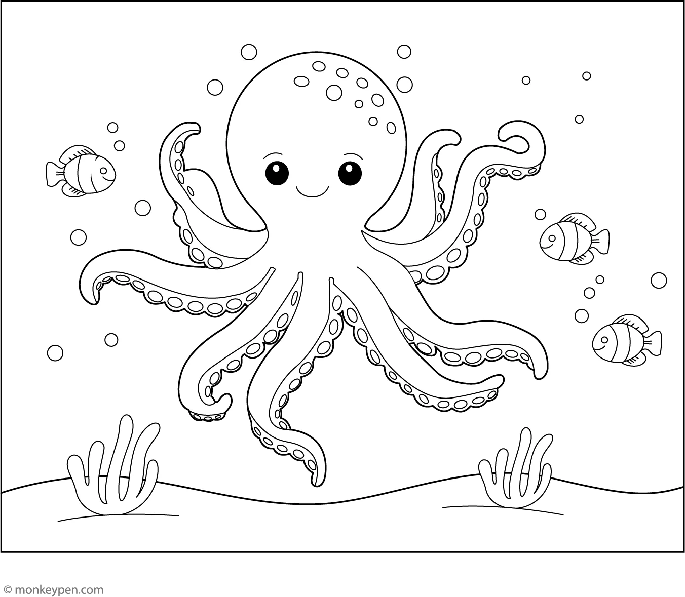 Octopus Coloring Page Playful Sea Creature Printable For Kids
