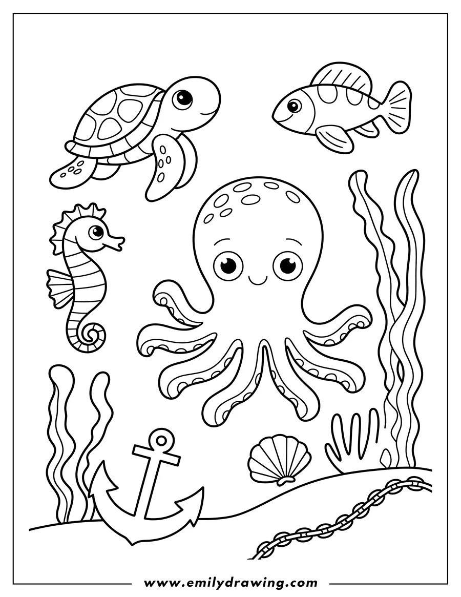 Octopus Coloring Pages Emily Drawing