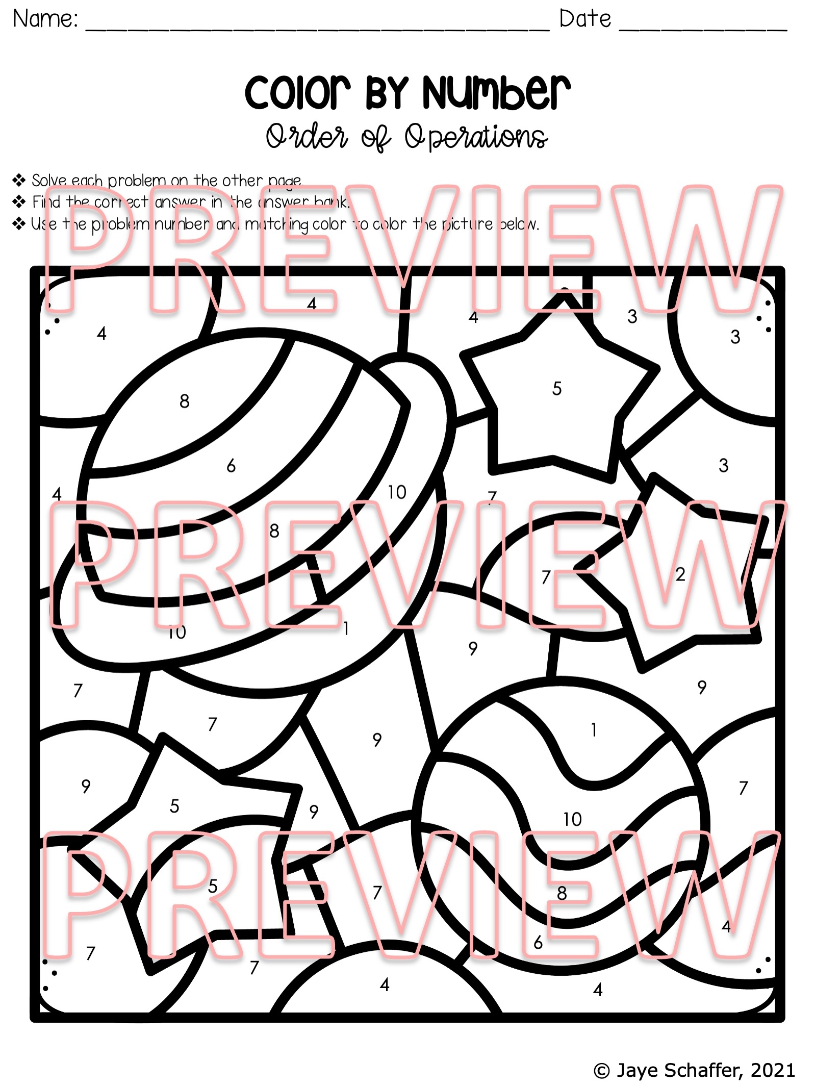 Order Of Operations Coloring Activity Made By Teachers Order Of Operations Coloring Activity Made By Teachers
