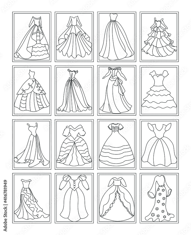 coloring pages of princess dresses