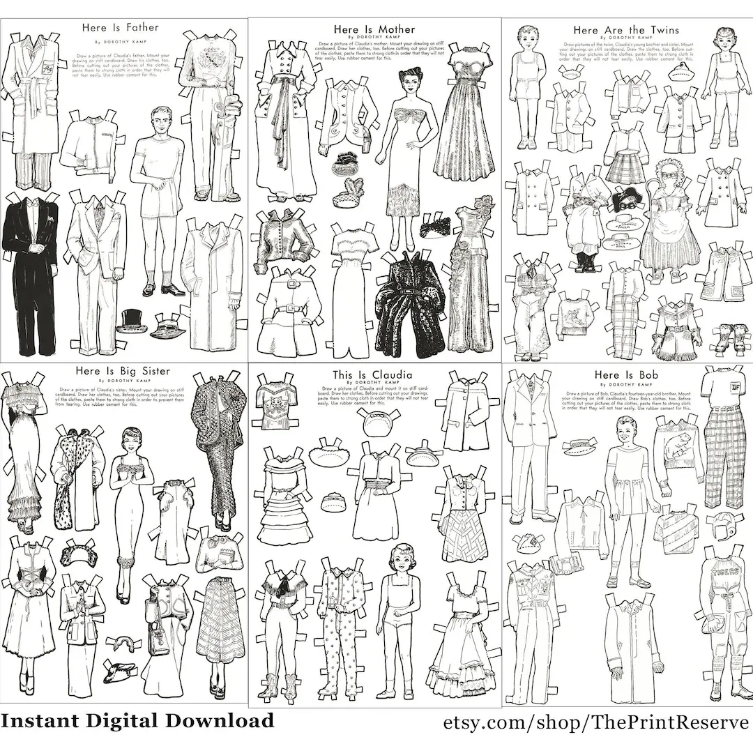 coloring pages of paper dolls