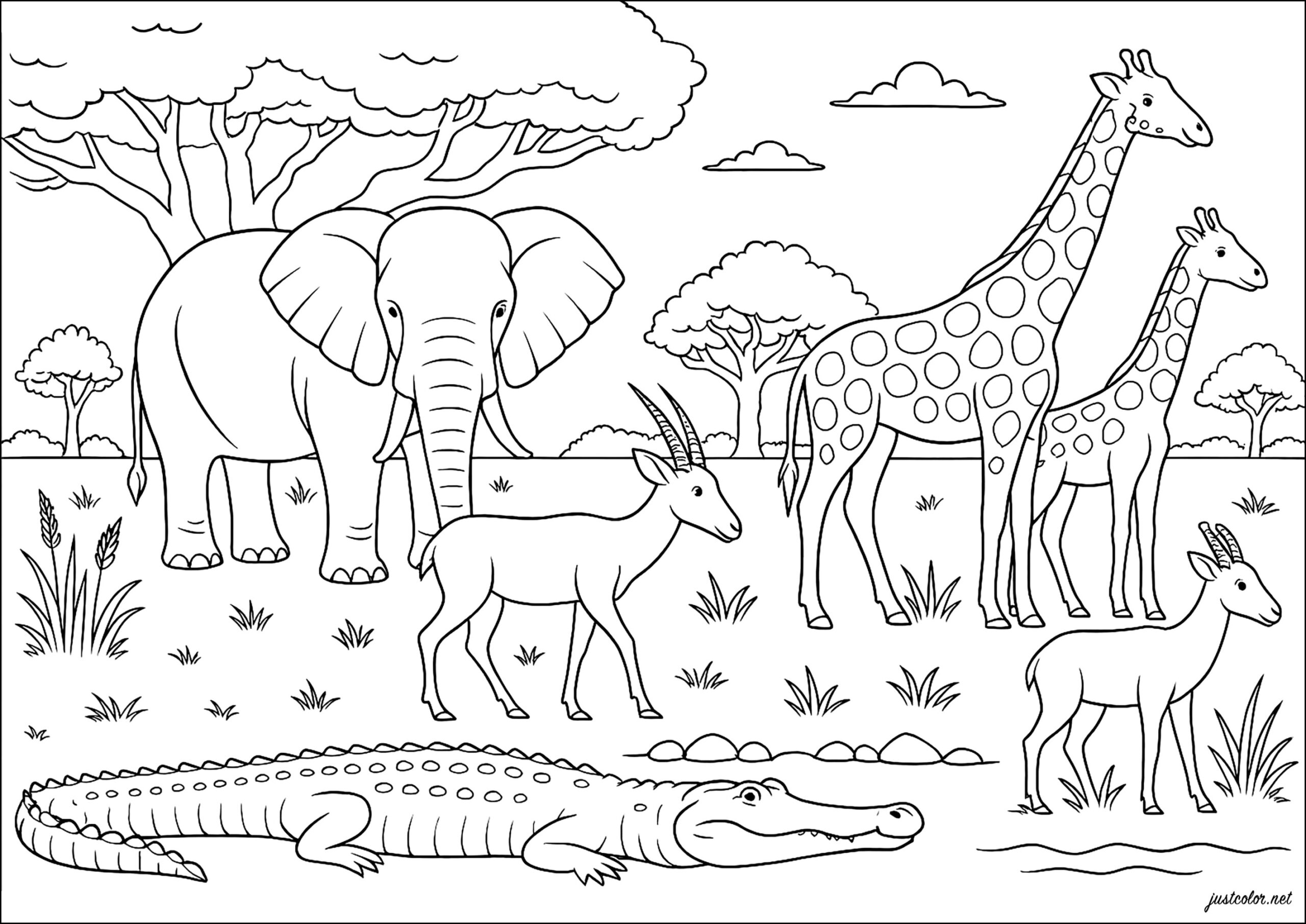 Peaceful Safari In The Heart Of The Savannah Africa Coloring Pages For Kids Peaceful Safari In The Heart Of The Savannah Africa Coloring Pages For Kids