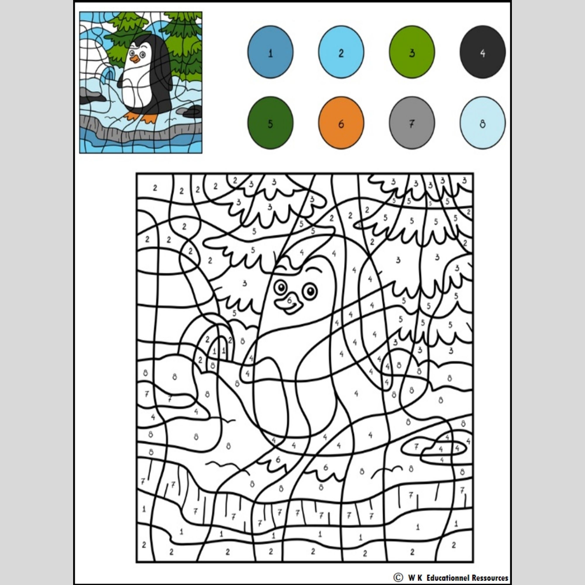 Penguin Color By Numbers Coloring Page Addition Subtraction Winter Activity Made By Teachers