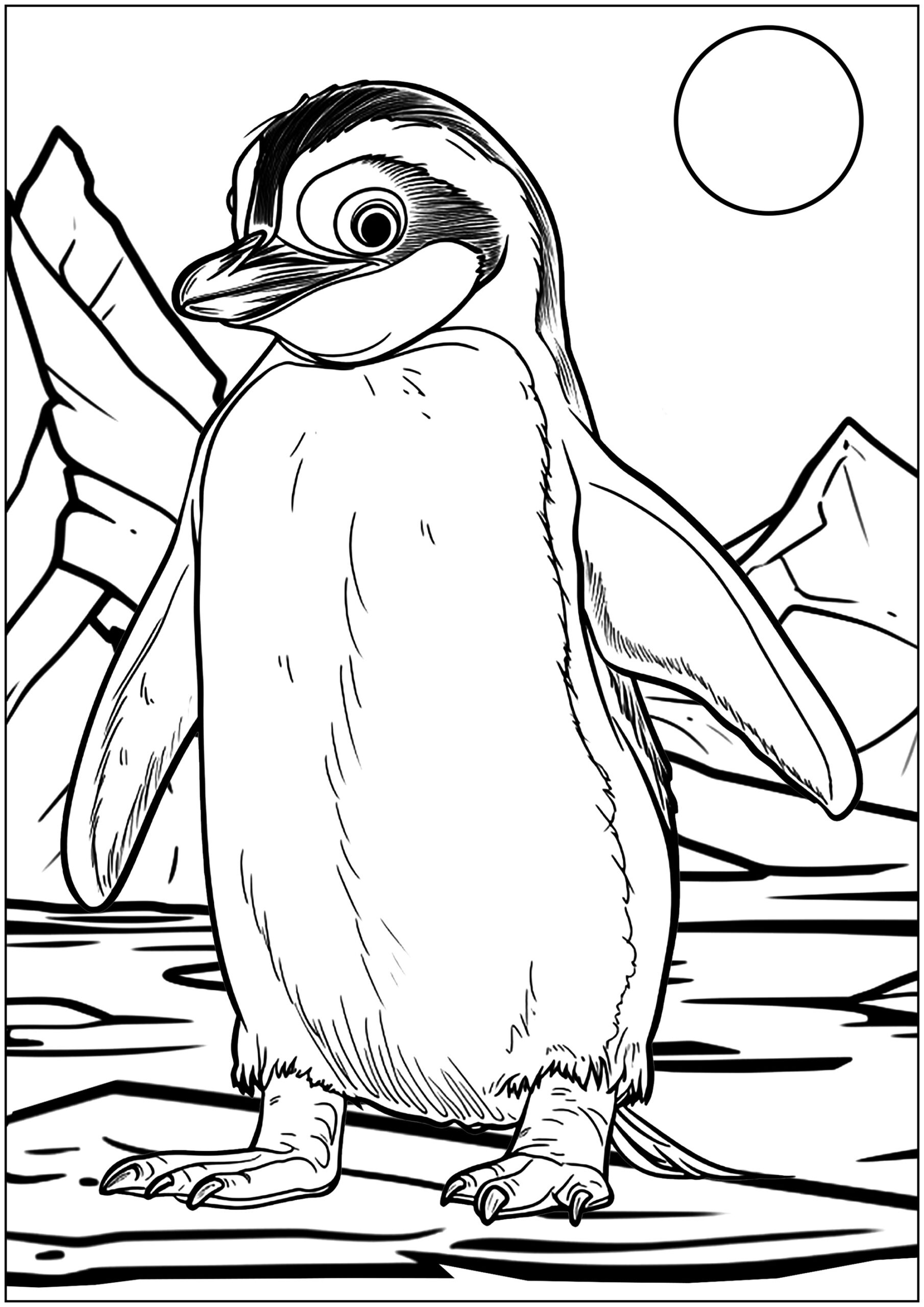 penguin colouring in pages