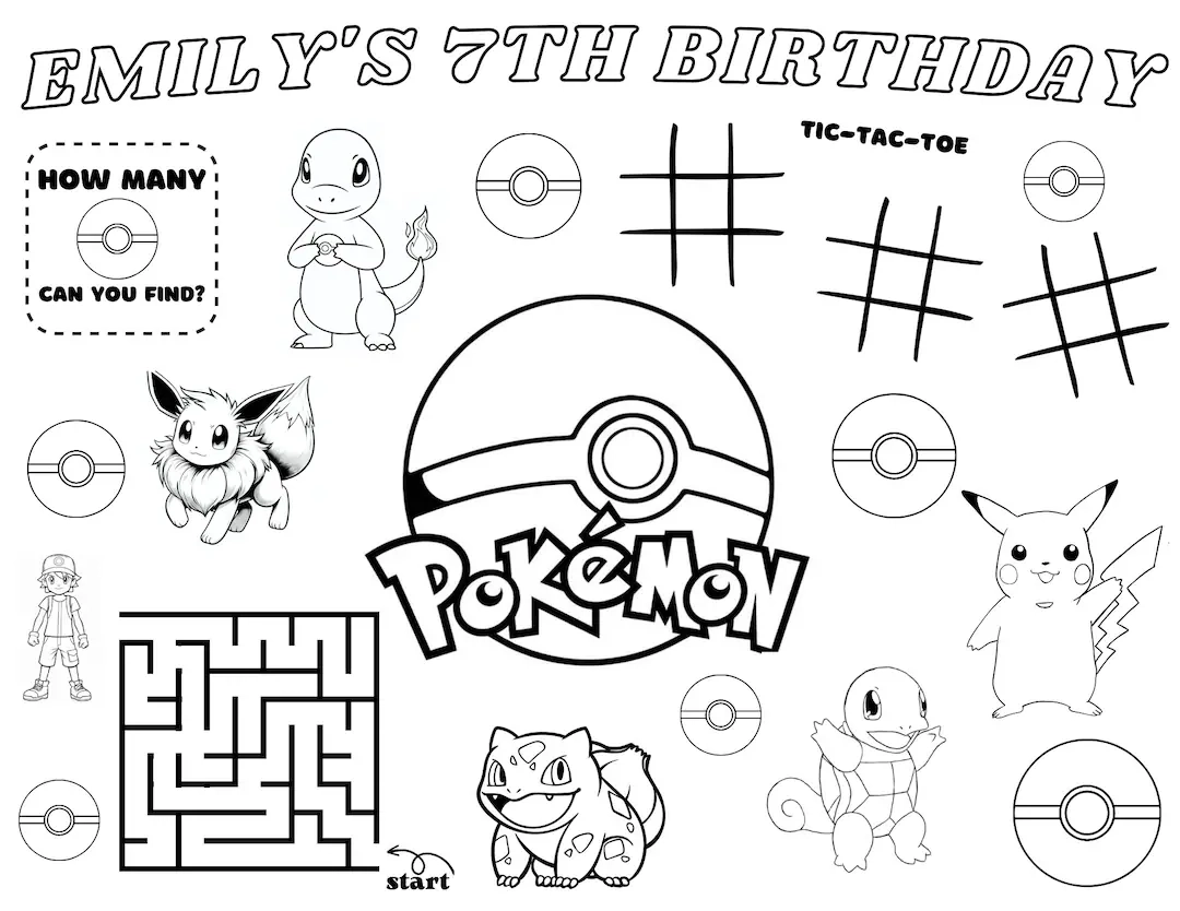 pokemon birthday coloring pages
