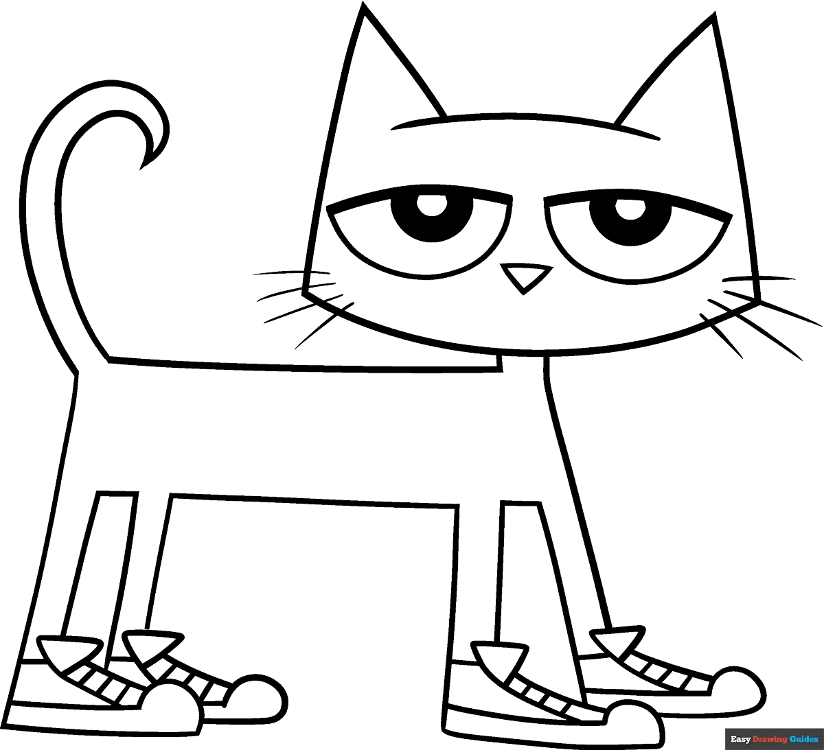 Pete The Cat Coloring Page Easy Drawing Guides