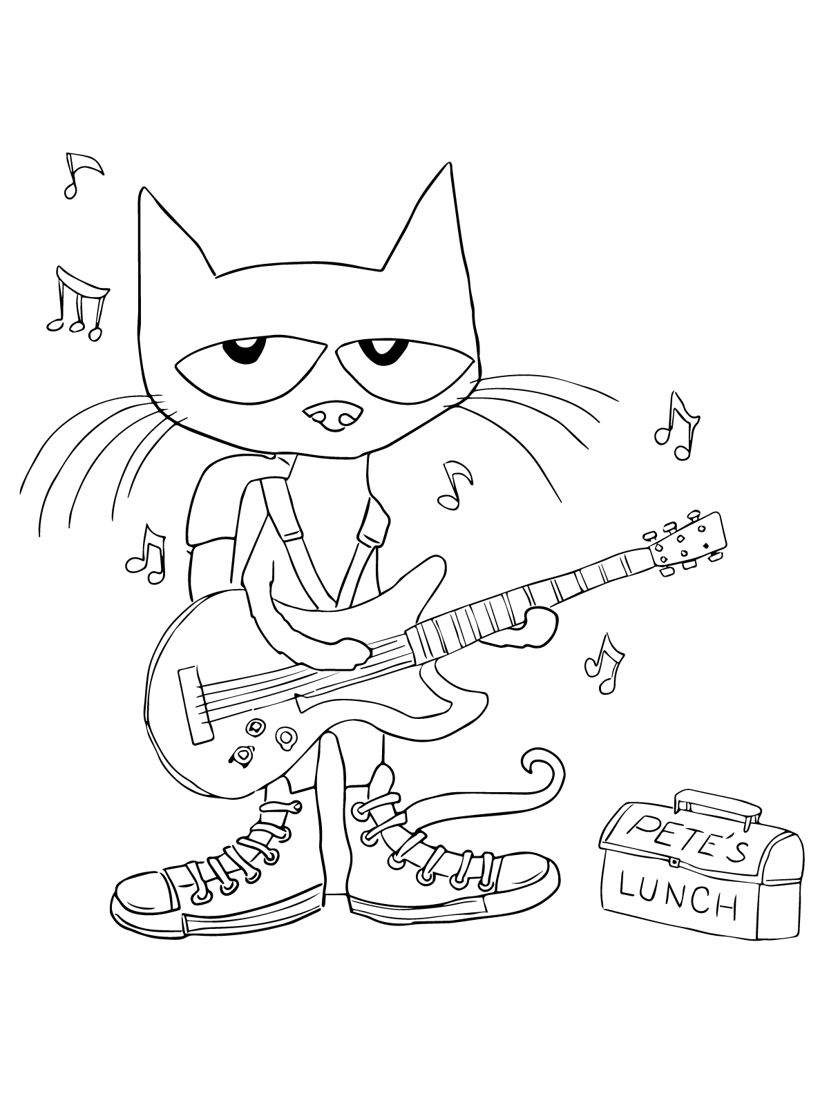 Pete The Cat Rocking In My School Shoes Coloring Page Free Printable