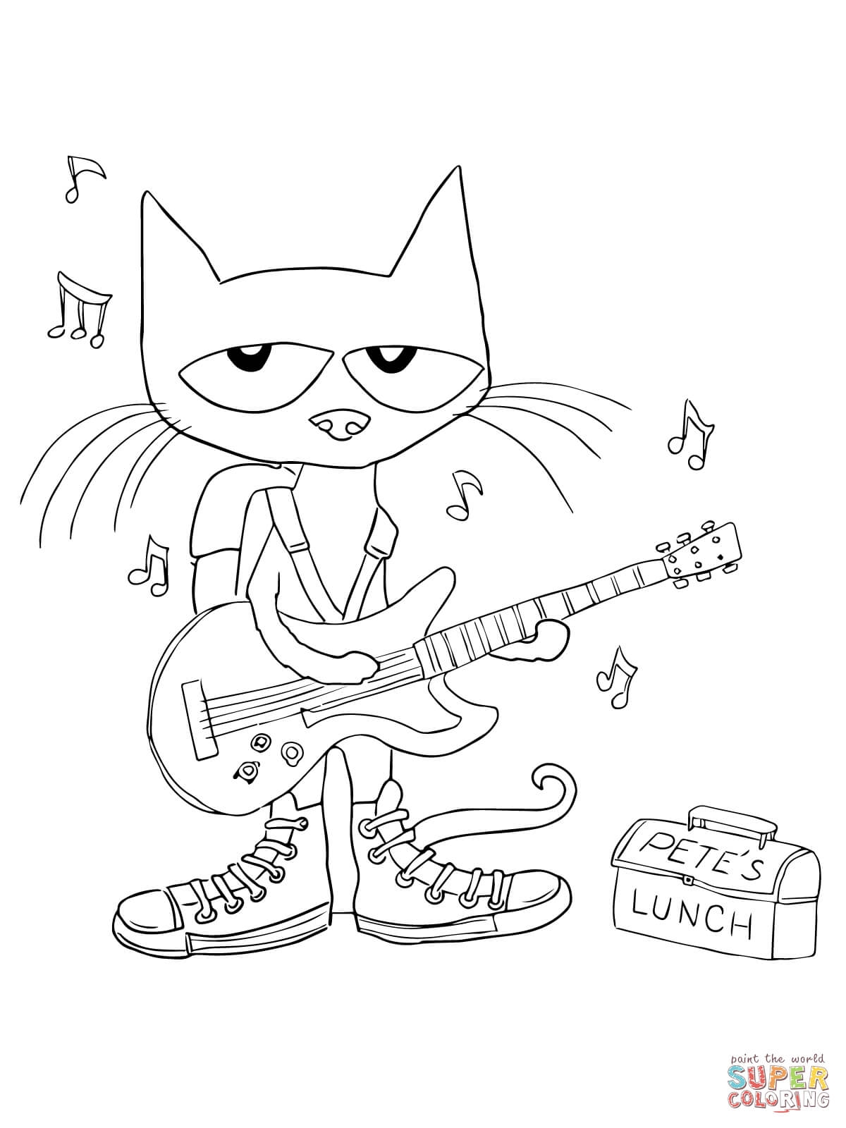 Pete The Cat Rocking In My School Shoes Coloring Page Free Printable