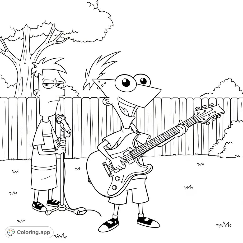 Phineas Ferb Rock Out Coloring app