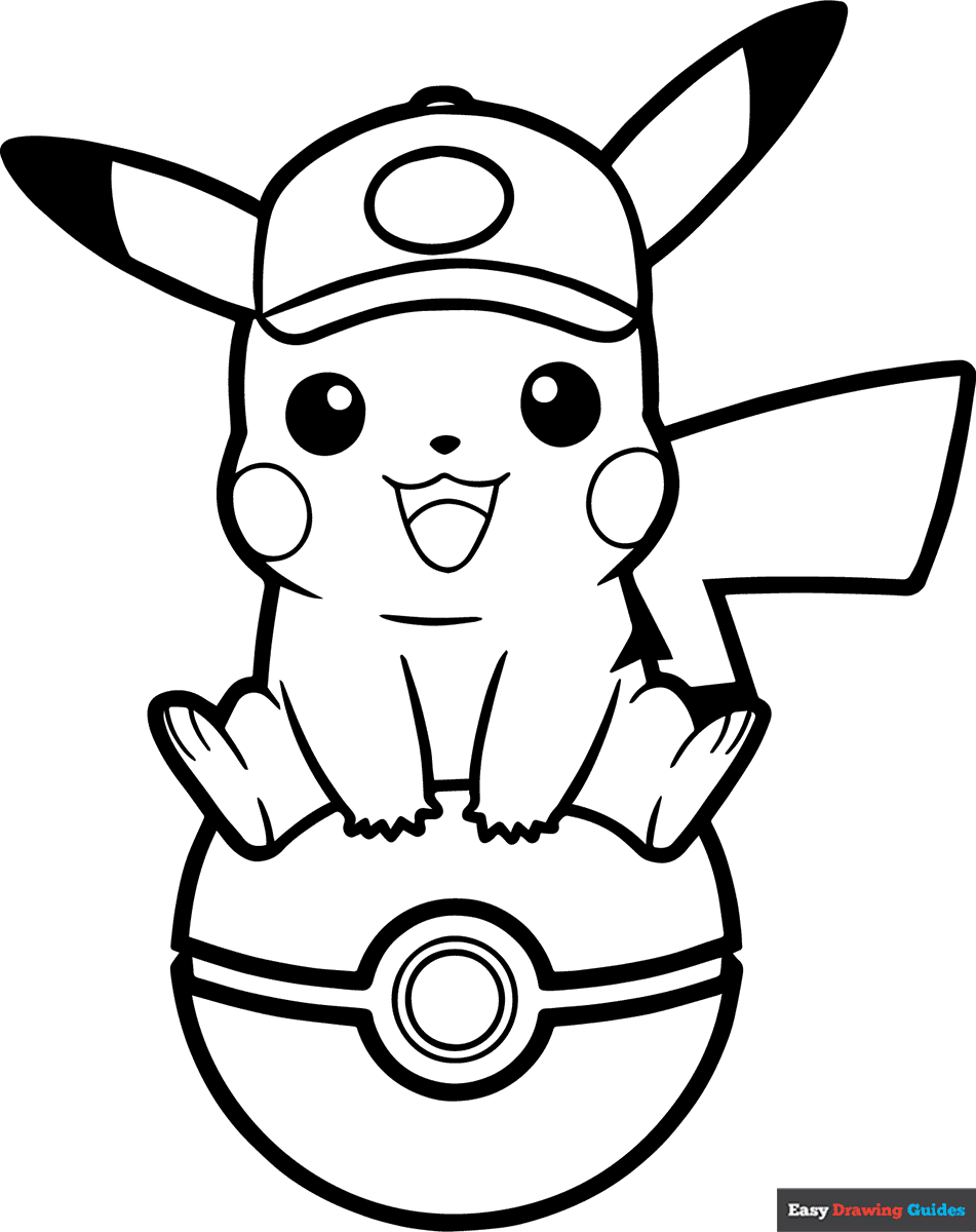Pikachu And Pokeball Coloring Page Easy Drawing Guides