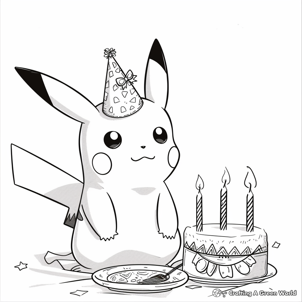 Pikachu Birthday Coloring Pages Free Printable 