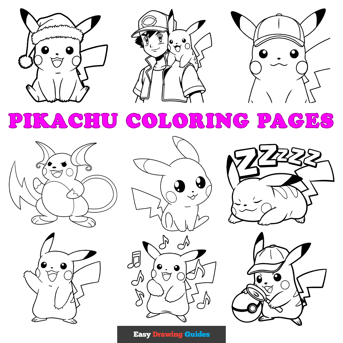 Pikachu Coloring Pages For Kids 16 Printable Sheets