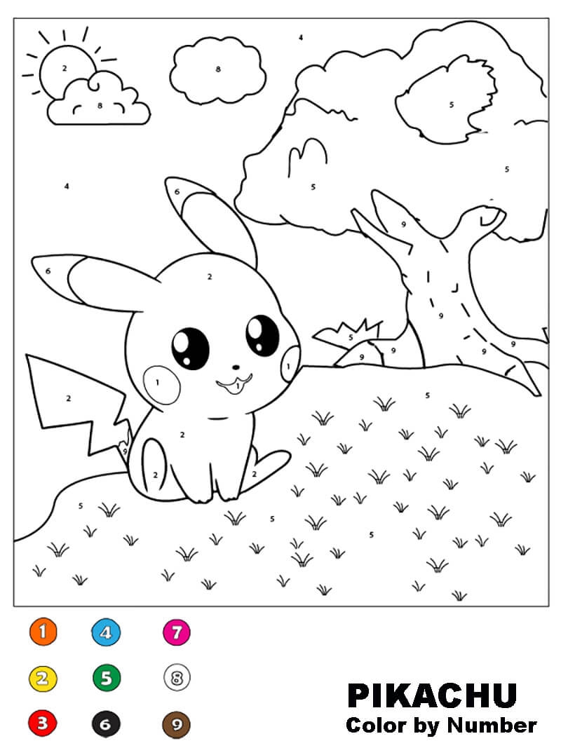 color by number pikachu