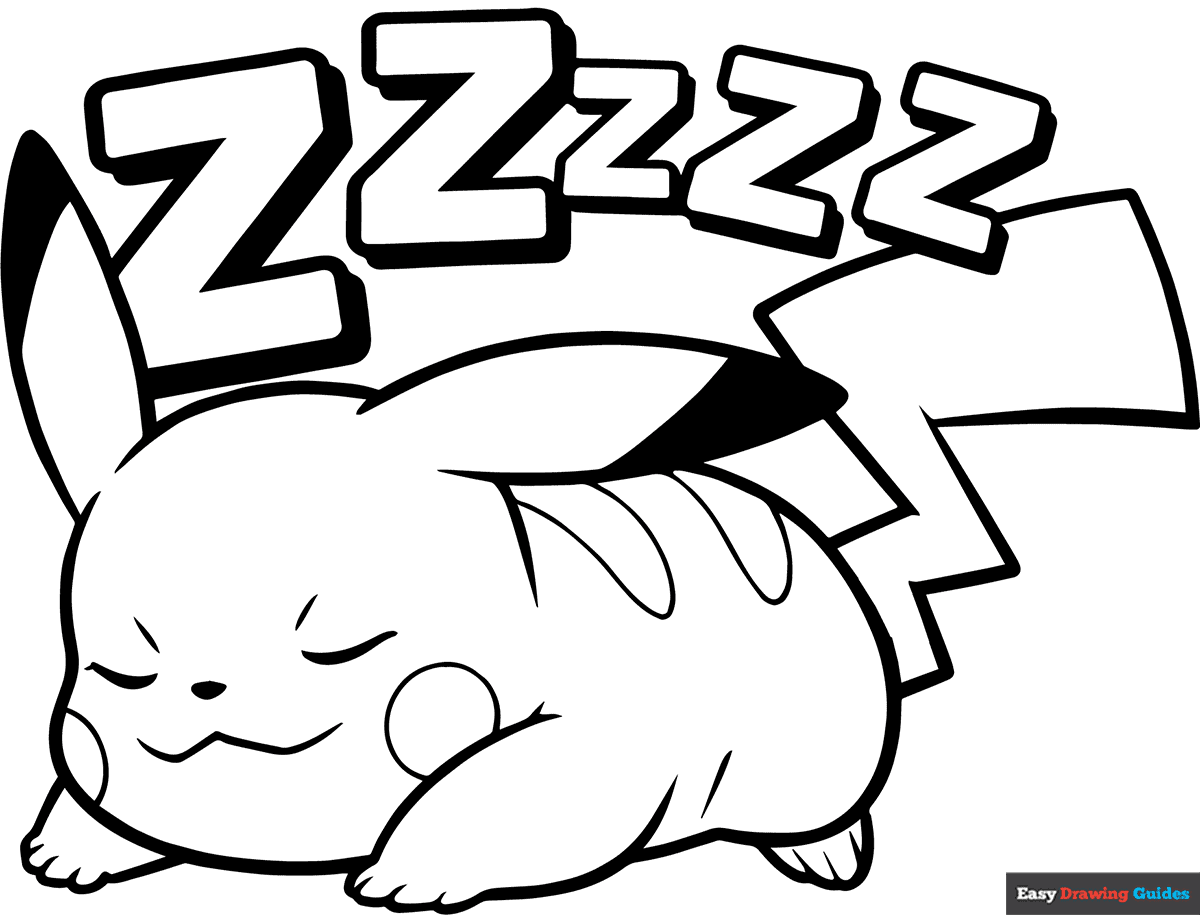 Pikachu Sleeping Coloring Page Easy Drawing Guides Pikachu Sleeping Coloring Page Easy Drawing Guides