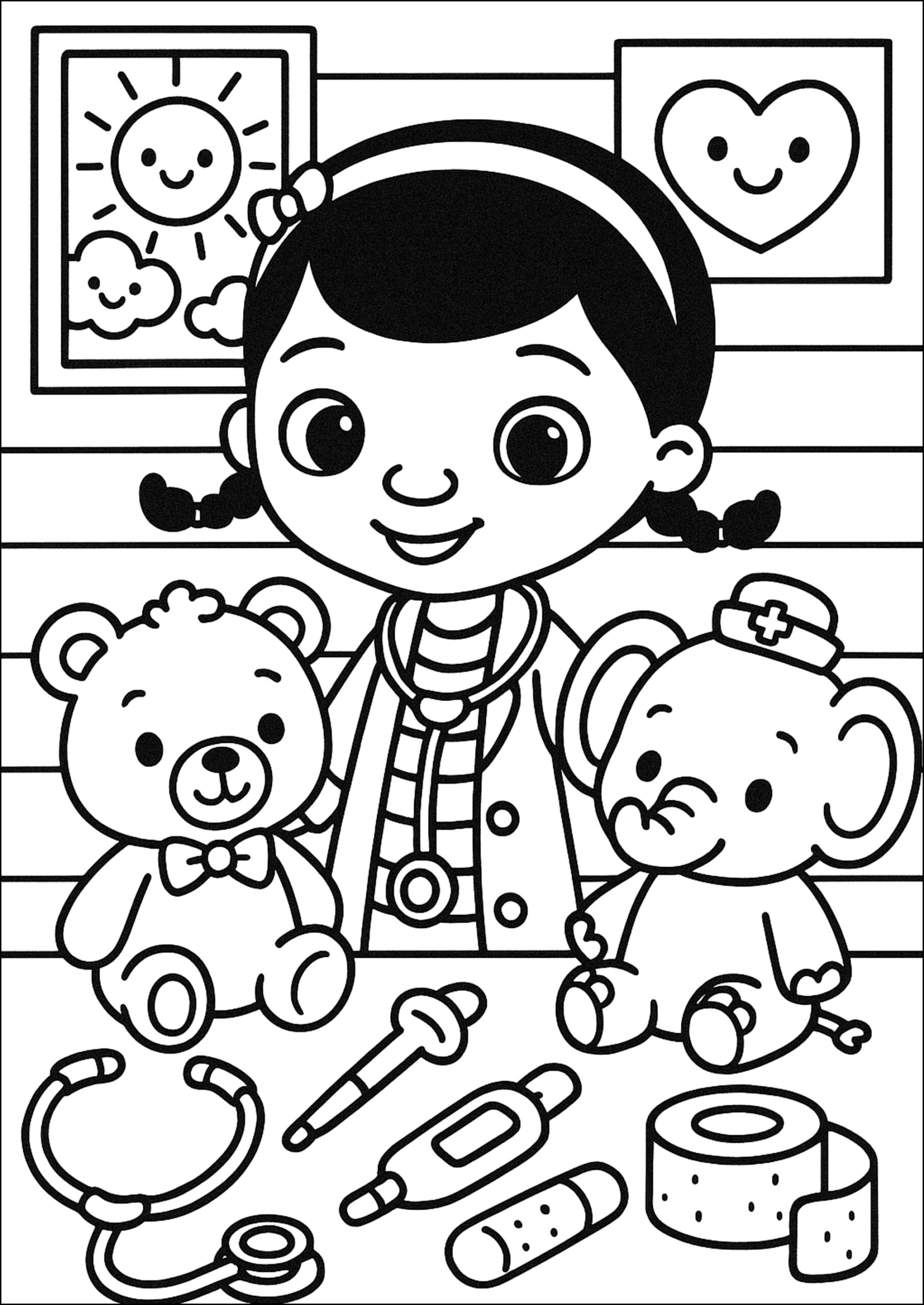 Player Doctor And Plush Friends Doc McStuffins Coloring Pages