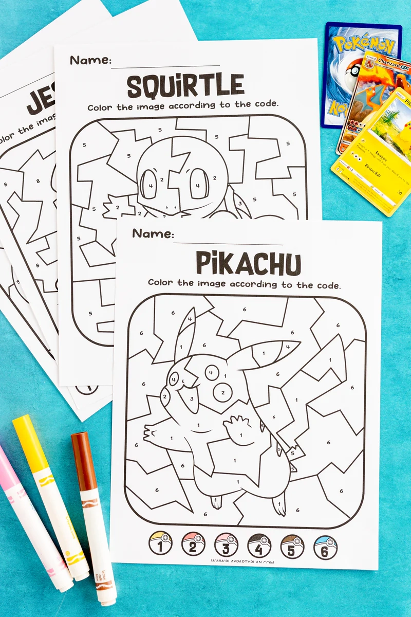 Pokemon Color By Number Play Party Plan