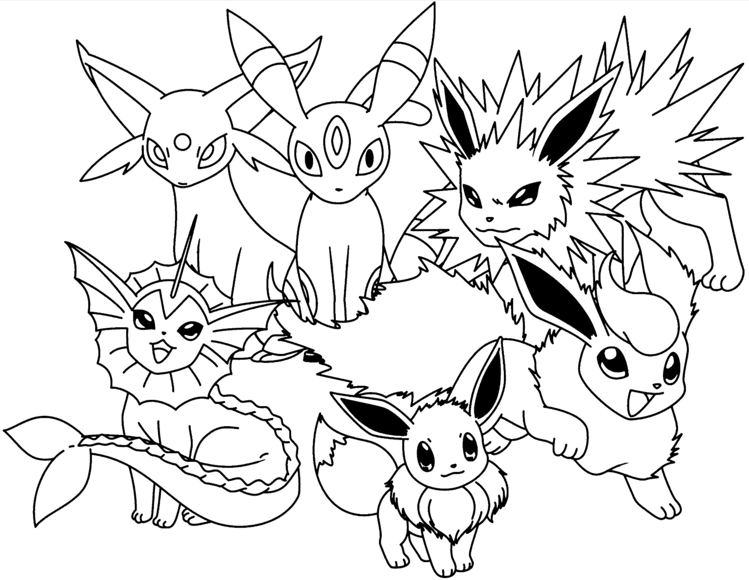 Pokemon Coloring Pages Eevee Evolutions Together