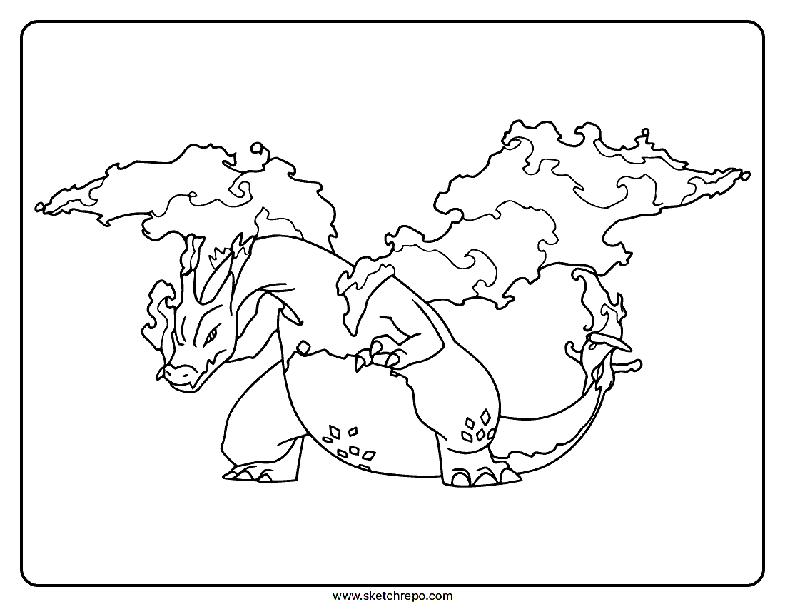 Pokemon Gigantamax Charizard Coloring Page Sketch Repo