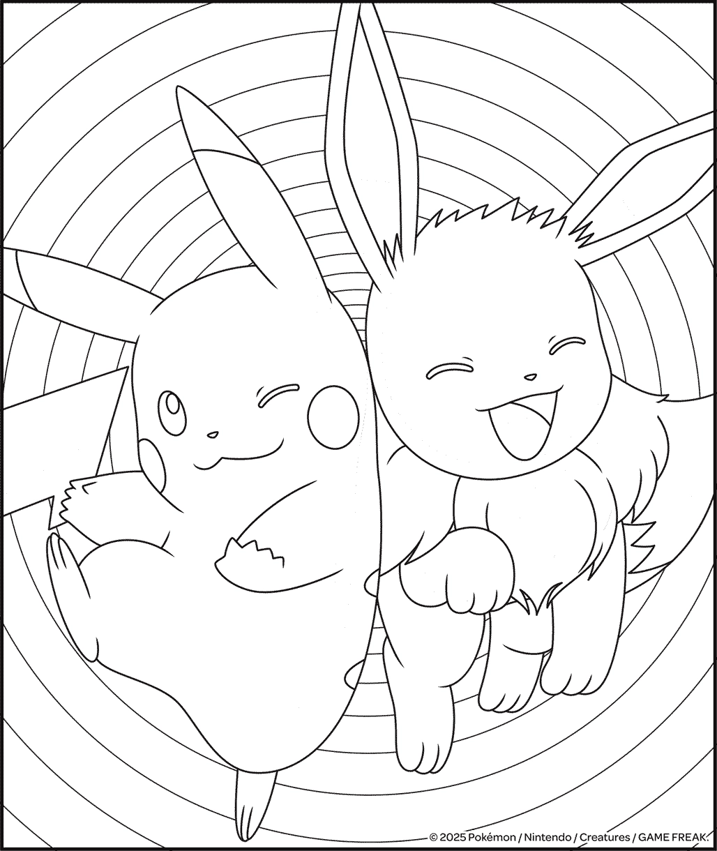 Pokemon Pikachu And Eevee Coloring Page