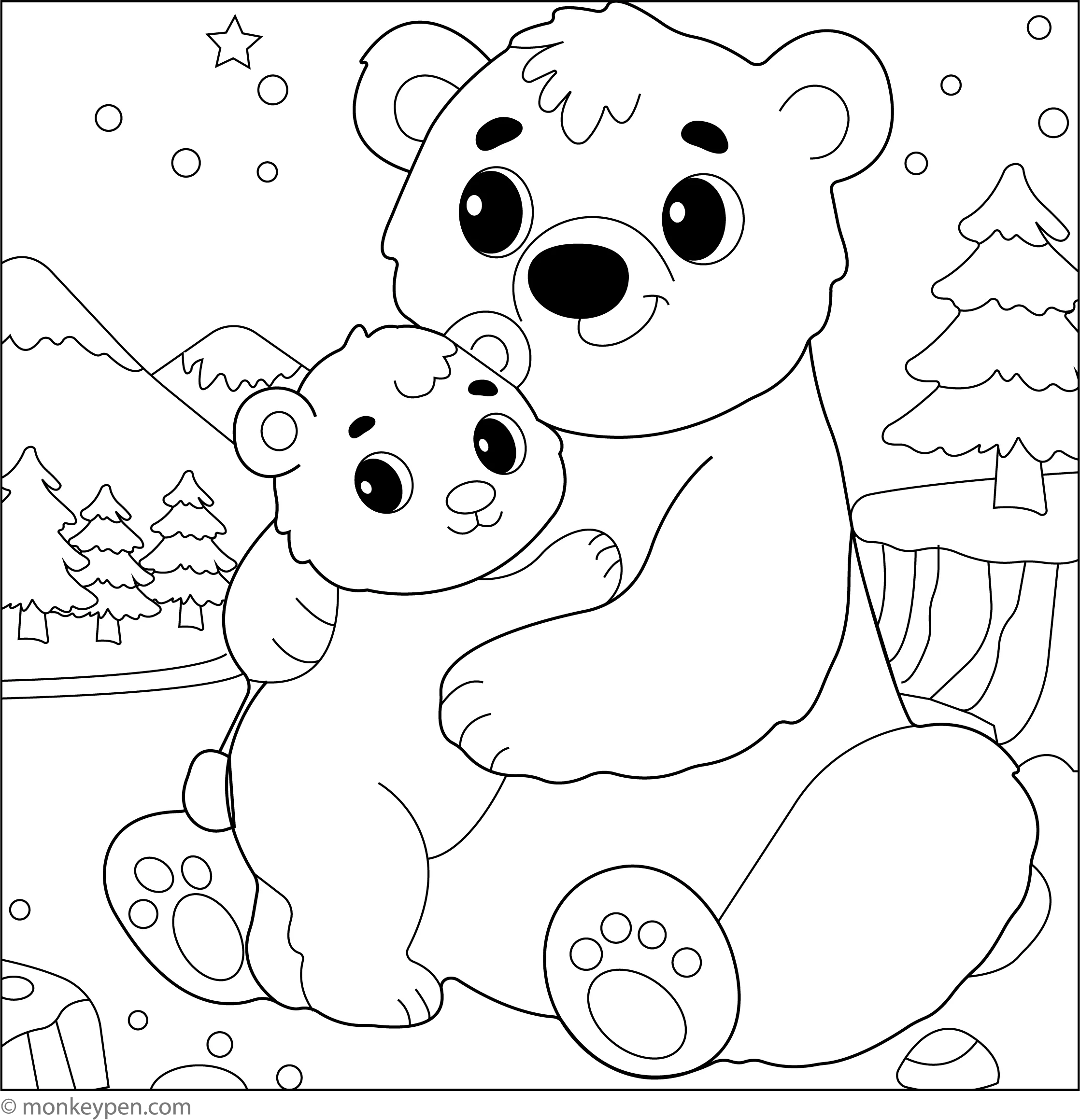Polar Bear With A Cub Fun And Adorable Coloring Page For Kids Polar Bear With A Cub Fun And Adorable Coloring Page For Kids