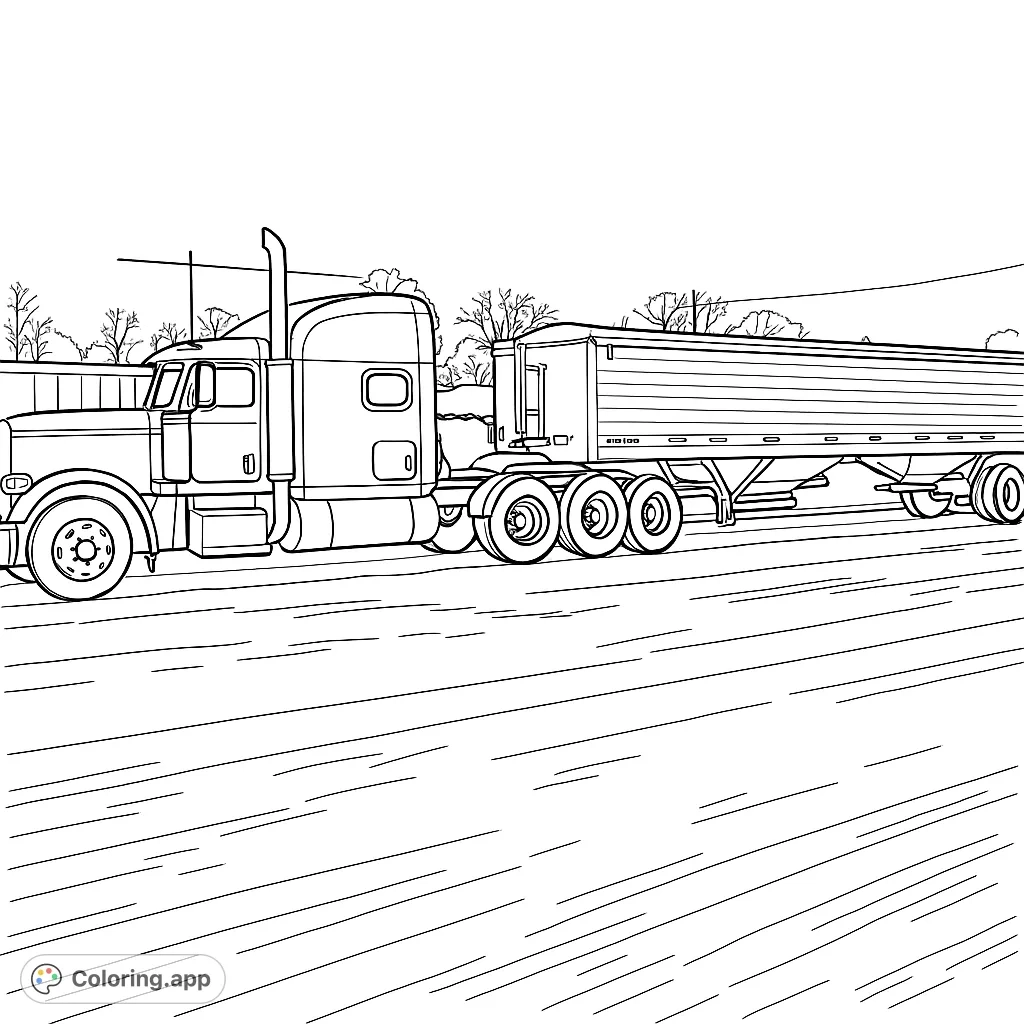 Powerful Semi Truck And Trailer Coloring app