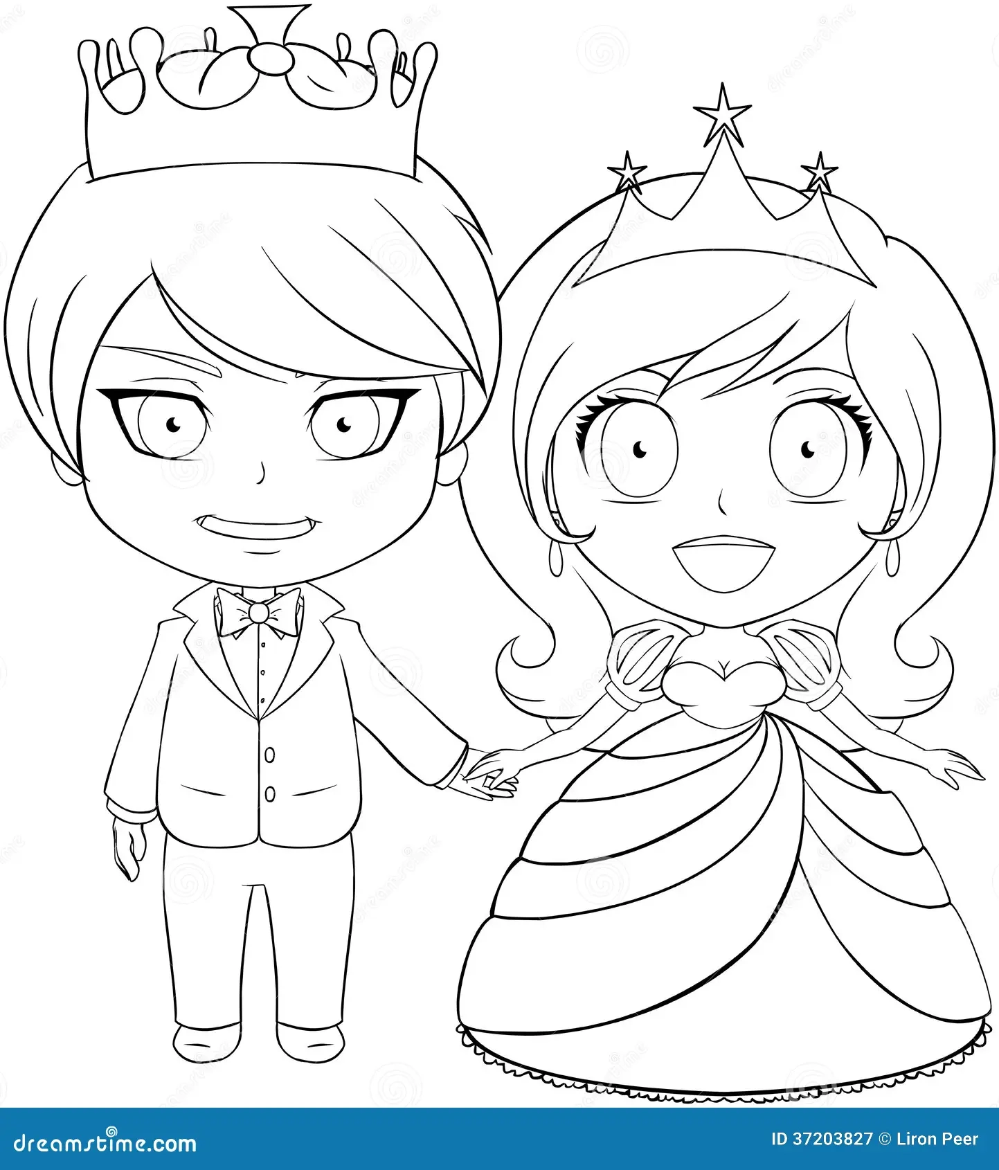 Prince And Princess Coloring Page 1 Stock Vector Illustration Of Princess Girl 37203827