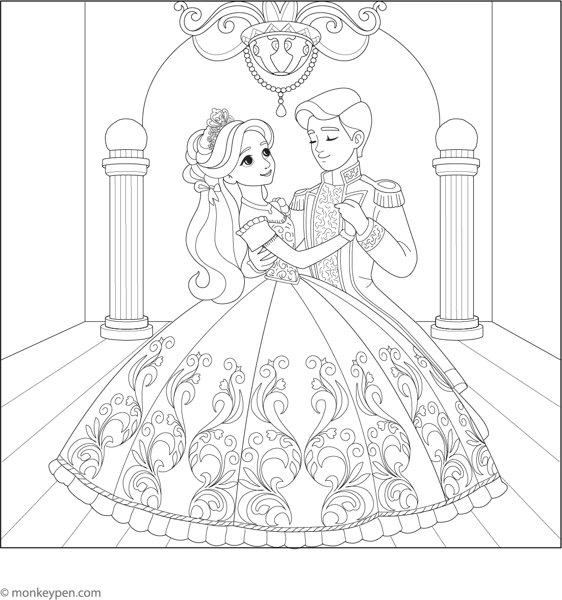 Prince And Princess Dancing Coloring Page
