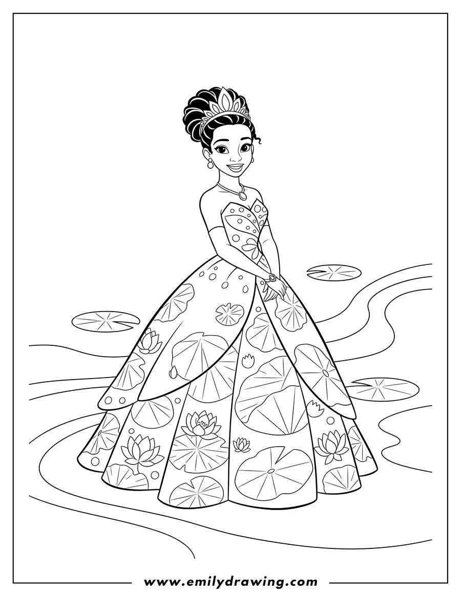 Princess And Frog Coloring Pages Emily Drawing