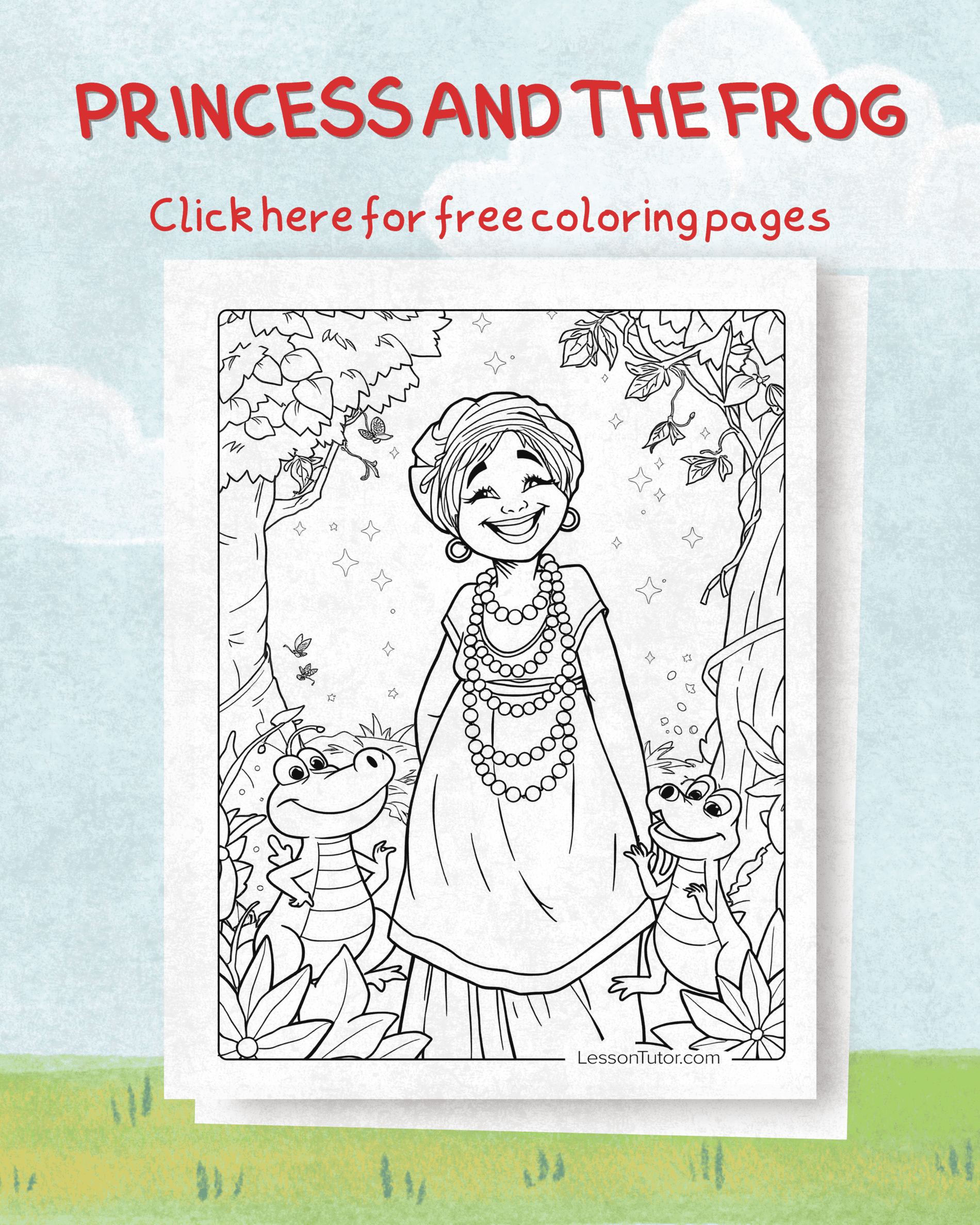 princess and the frog coloring pages
