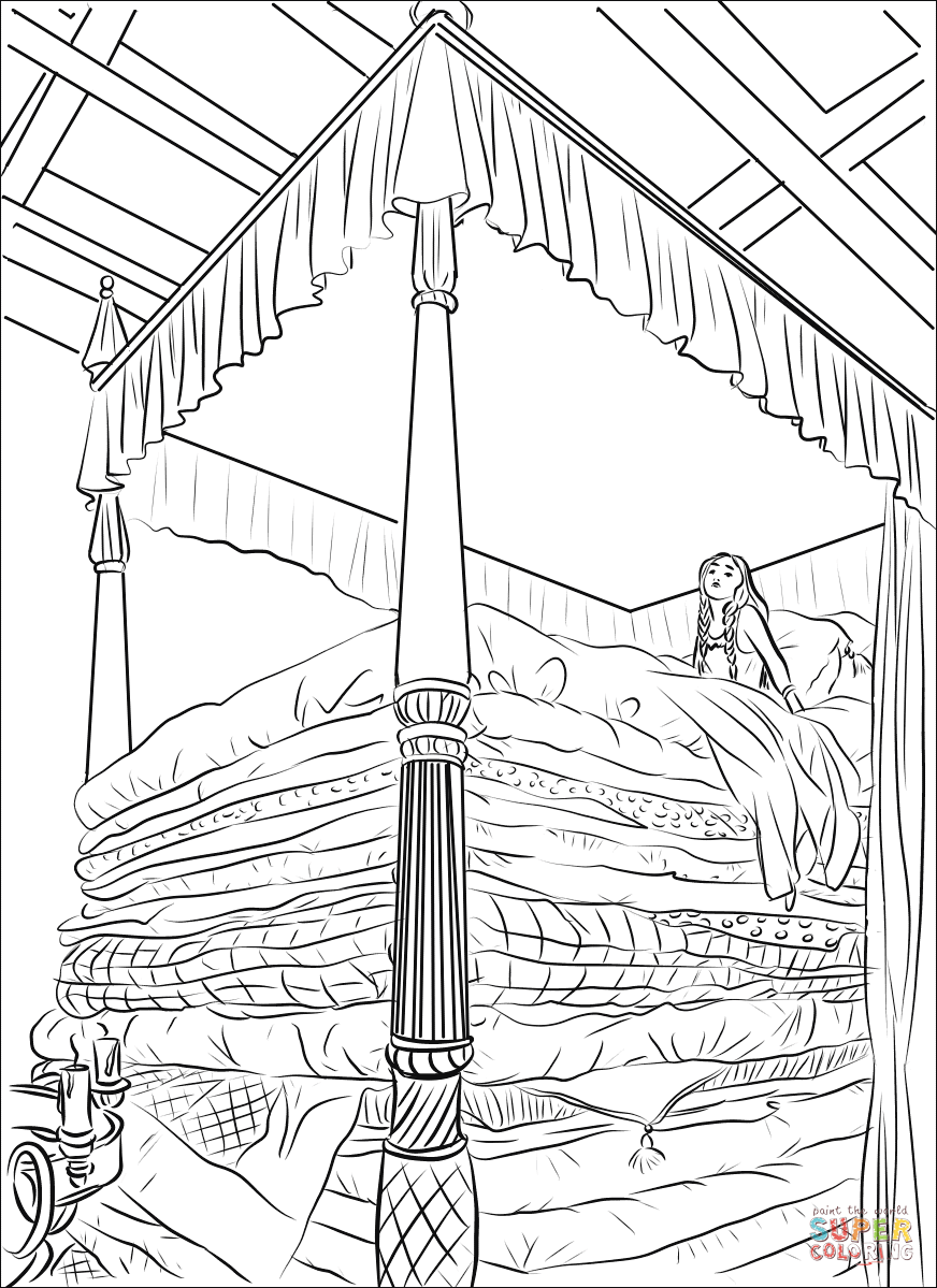 Princess And The Pea Coloring Page Free Printable
