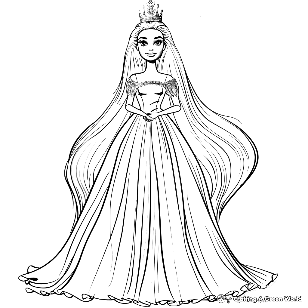 Princess Barbie Coloring Pages Free Printable 