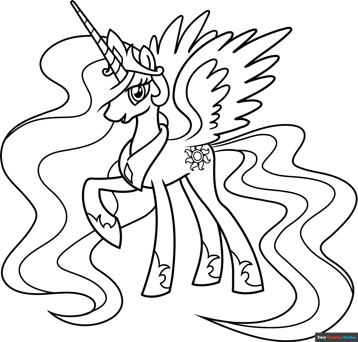 Princess Celestia From My Little Pony Coloring Page Easy Drawing Guides Princess Celestia From My Little Pony Coloring Page Easy Drawing Guides
