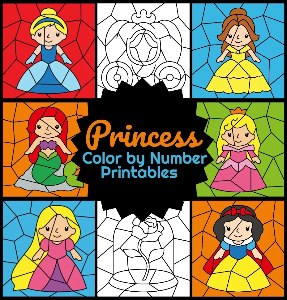 princess color by number
