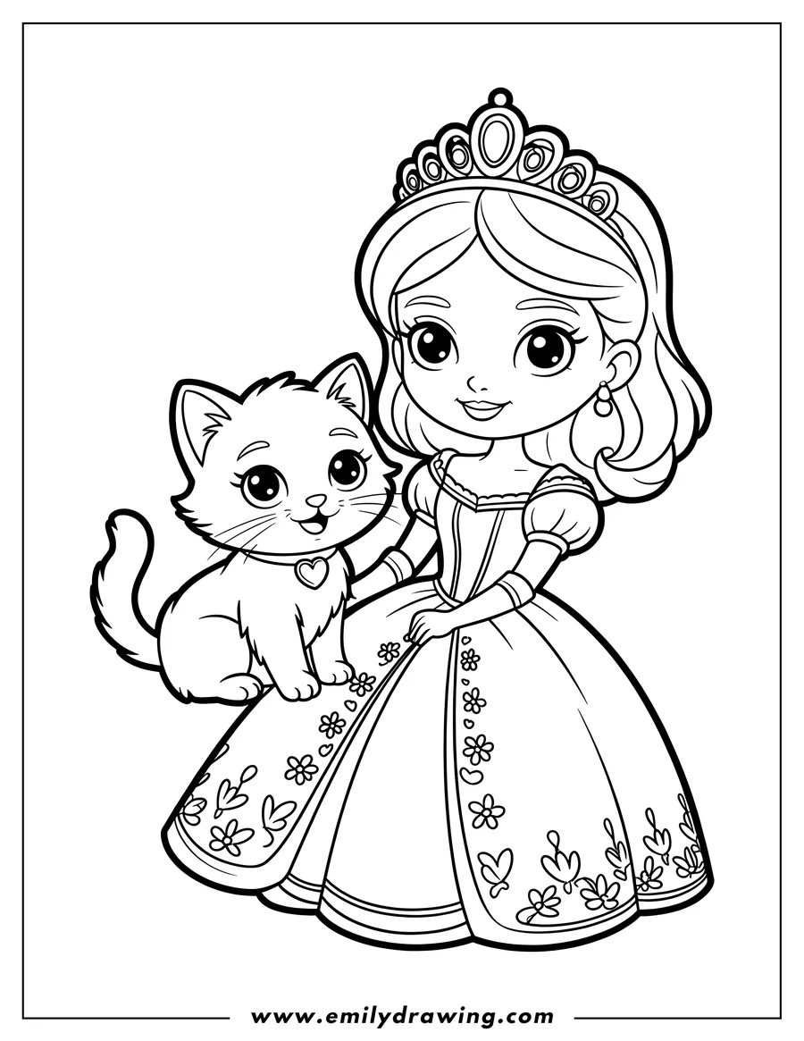 Princess Coloring Pages Emily Drawing