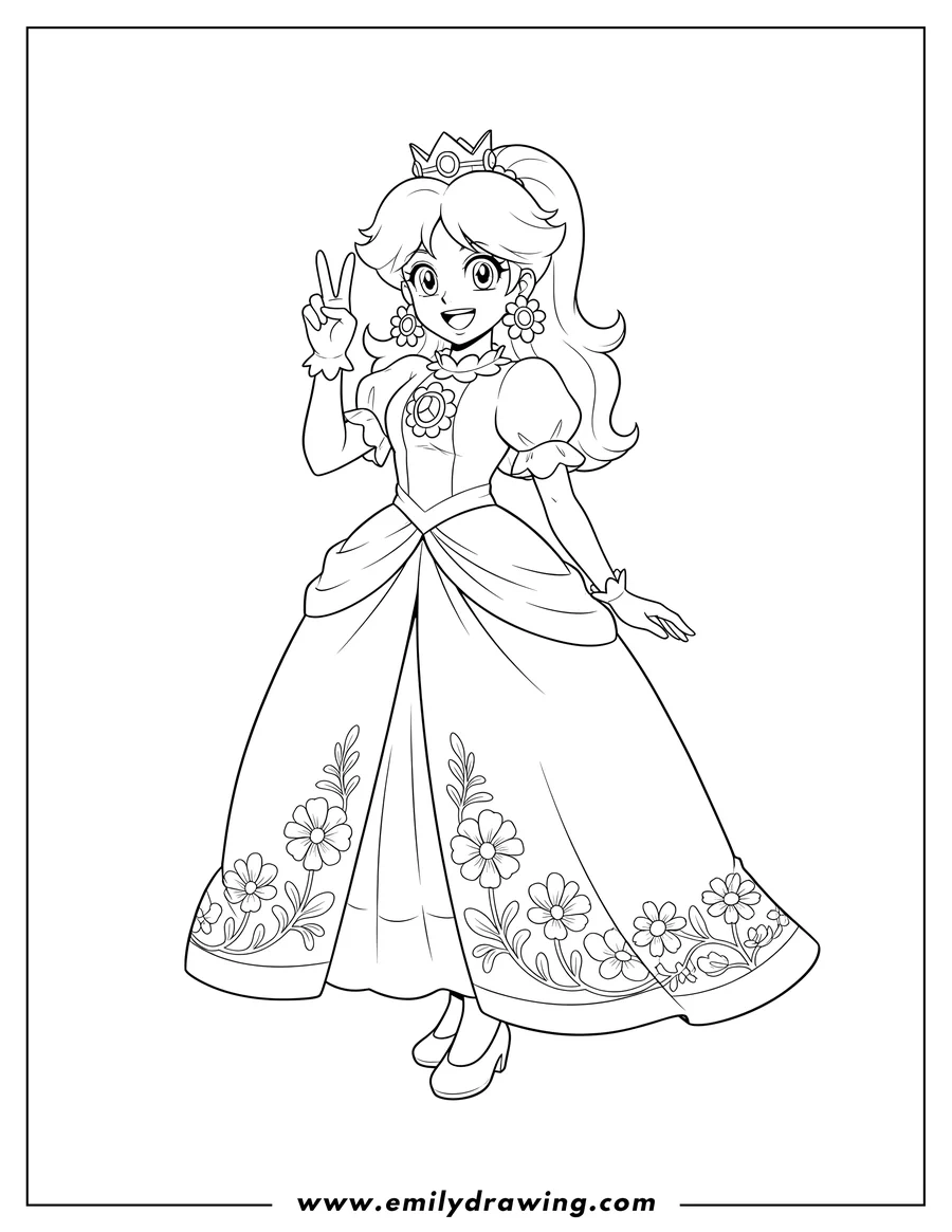 mario princess daisy coloring pages