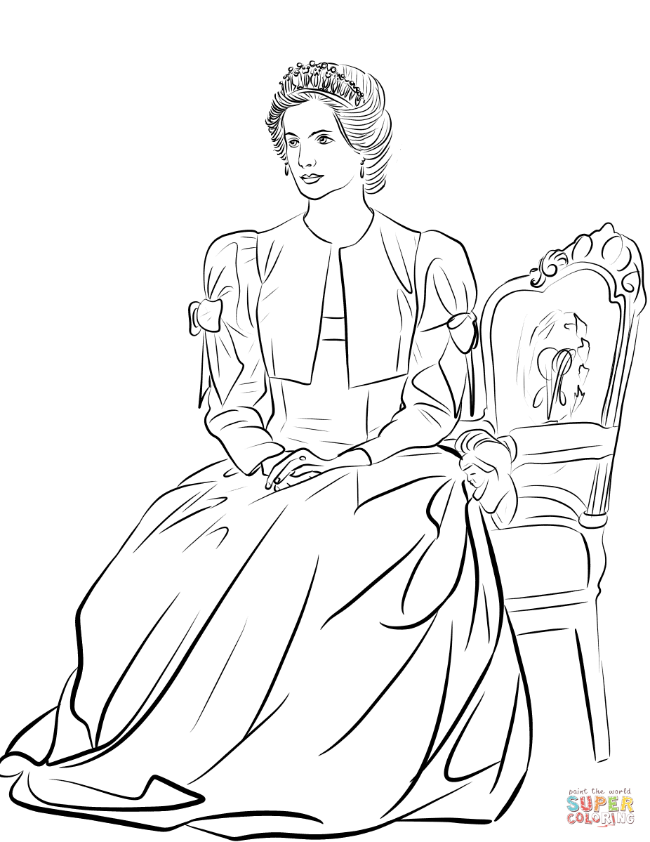 Princess Diana Coloring Page Free Printable