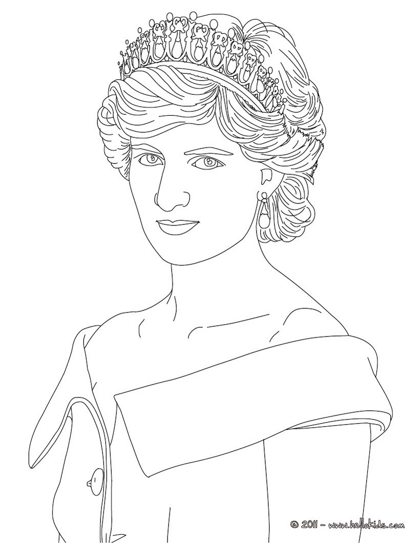 Princess Diana Of Wales Coloring Pages Hellokids