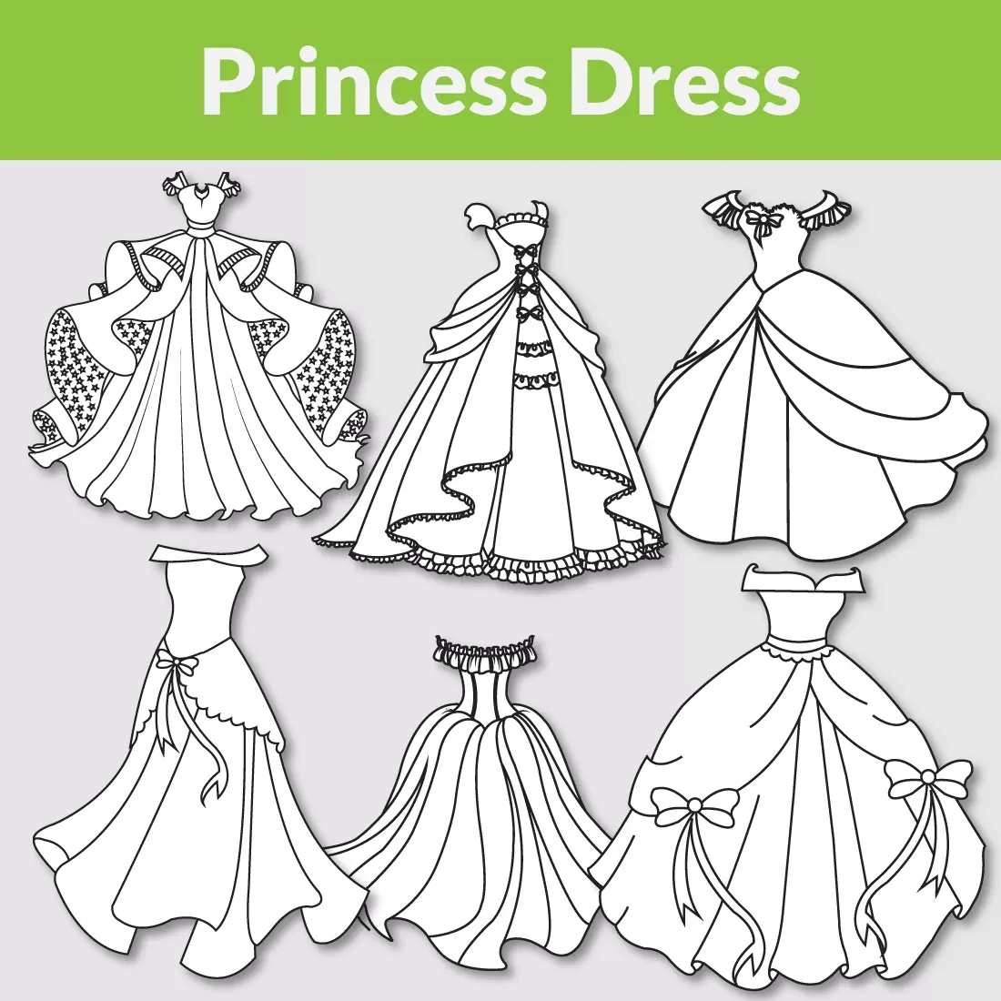 princess dress coloring page