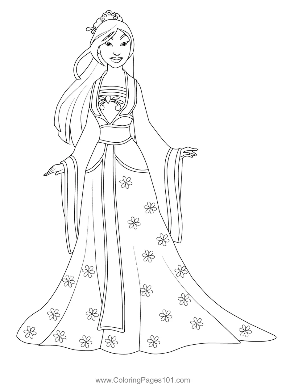 Princess Fa Mulan 5 Coloring Page For Kids Free Fa Mulan Printable Coloring Pages Online For Kids ColoringPages101 Coloring Pages For Kids