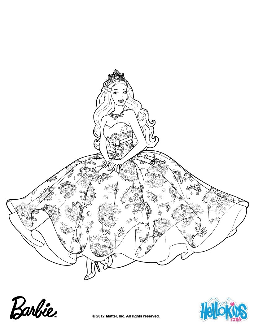 coloring page barbie princess