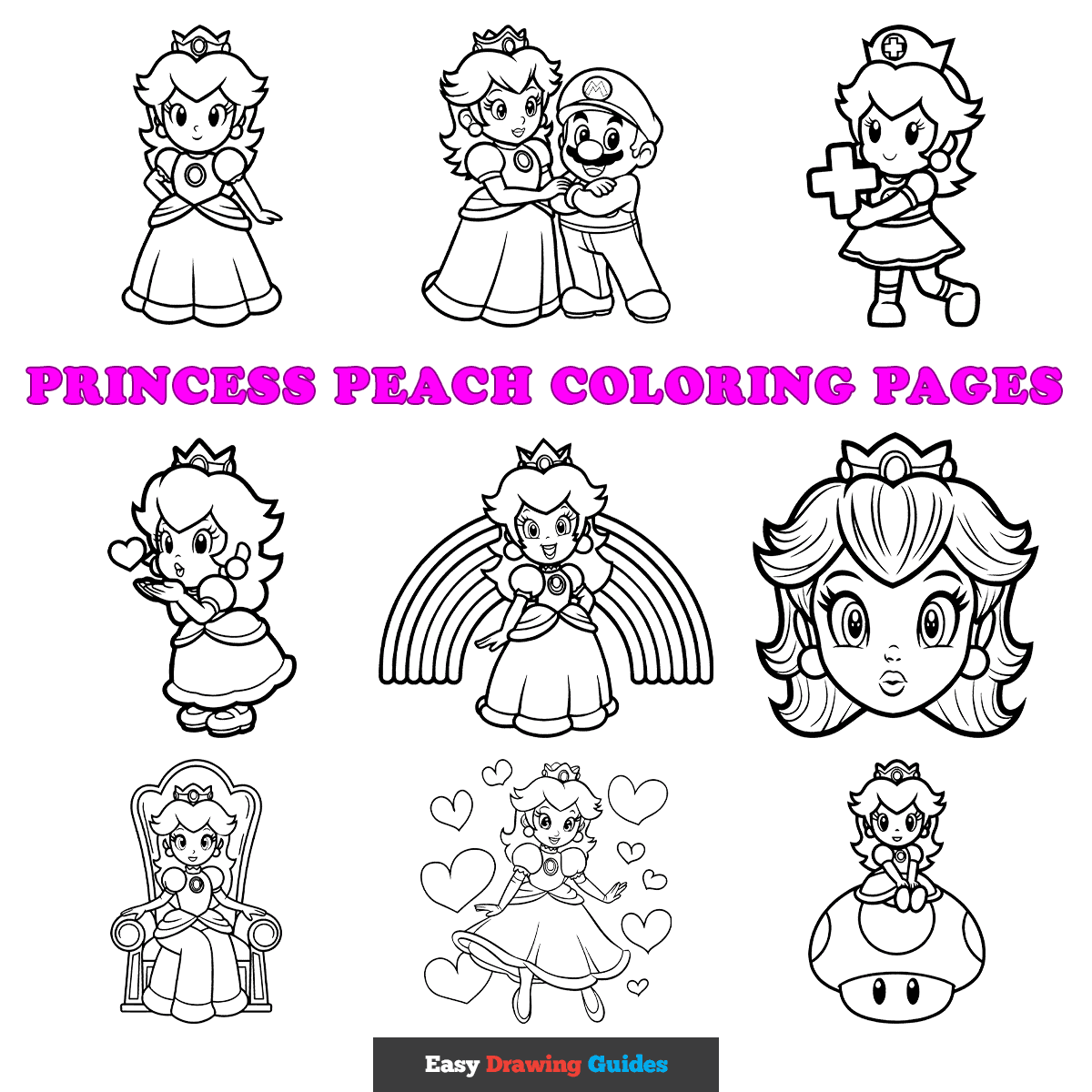 mario princesses coloring pages