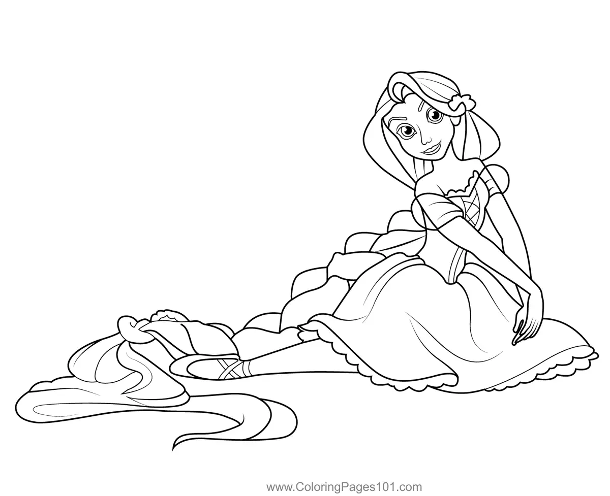 Princess Rapunzel On Floor Coloring Page For Kids Free Rapunzel Printable Coloring Pages Online For Kids ColoringPages101 Coloring Pages For Kids